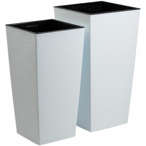 Ensemble de 2 grands pots de fleurs blancs Porto Riflo