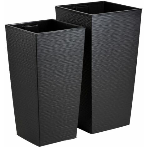 Ensemble de 2 grands pots de fleurs noirs Porto Riflo