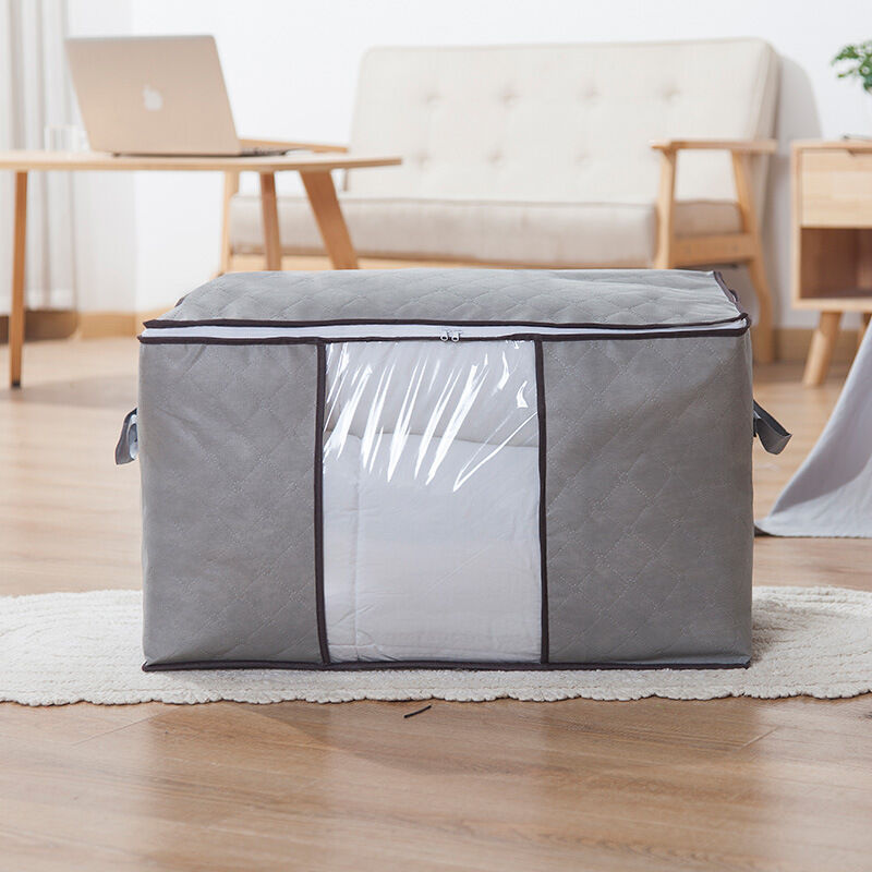 Ensemble de 2 housses de couette et sacs à vêtements pliables, grande capacité, gris