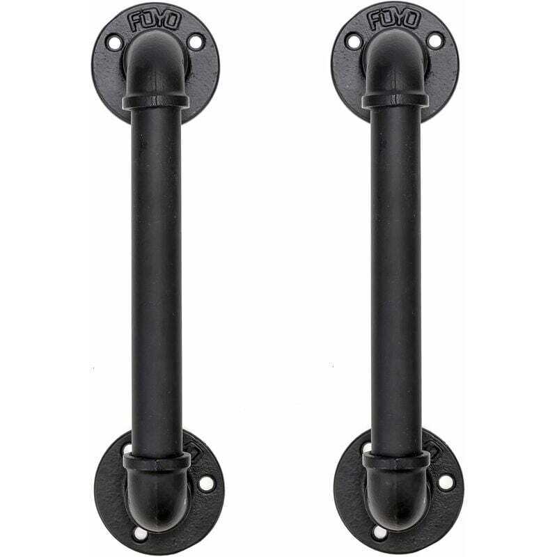 Largeight - Ensemble de 2 Industriel Tuyau Poignée deTraction de Porte 30 cm Noire