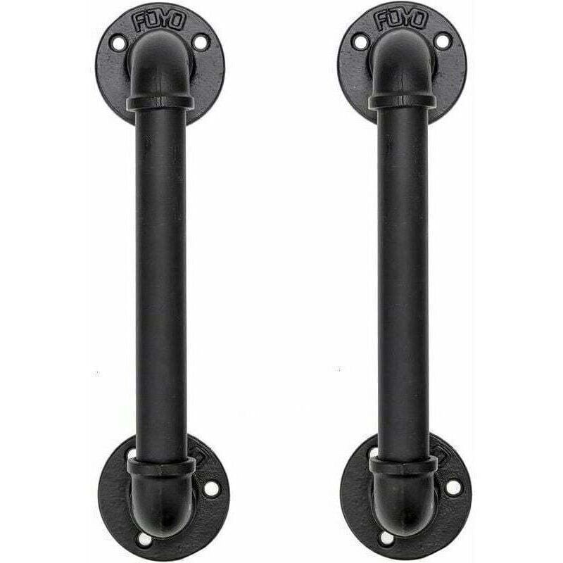 Odipie - Ensemble de 2 Industriel Tuyau Poignée deTraction de Porte 30 cm Noire