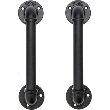 Ensemble de 2 Industriel Tuyau Poignée deTraction de Porte  30 cm Noire