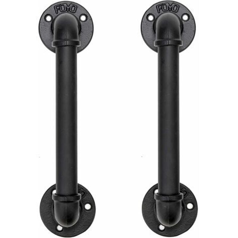 Serbia - Ensemble de 2 Industriel Tuyau Poignée deTraction de Porte, Barre D'appui, Poignées de Porte de Grange, Antique Rustique En Fonte Pour