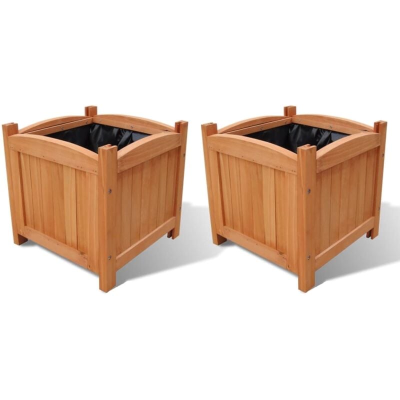 Ensemble de 2 Jardinière Bac a Fleur / Bac de balcon Bois 30x30x30 cm