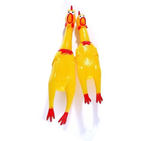 Ensemble de 2 jouets pour chien en forme de poulet jaune qui crie - Jouet anti-morsure pour animaux de compagnie (32 cm + 17 cm)