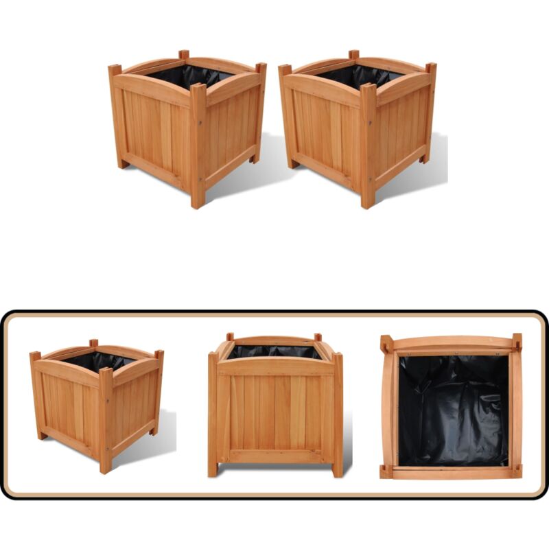 Vidaxl - Ensemble de 2 lits surélevés Bois 30x30x30 cm - Jardiniere Bois - Lit Surélevé - Pots De Fleurs Exterieur - Décoration Jardin - Bacs De