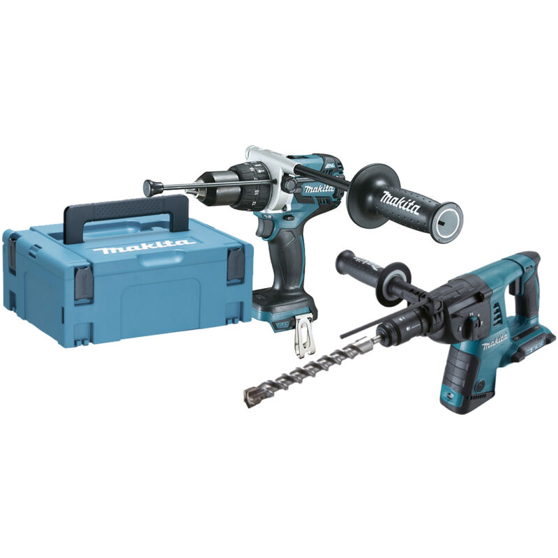 Ensemble de 2 machines 18 V Li Ion 5 Ah DHR264 + DHP481 MAKITA 2 batteries chargeur coffret DLX2101PTJ - vue 2