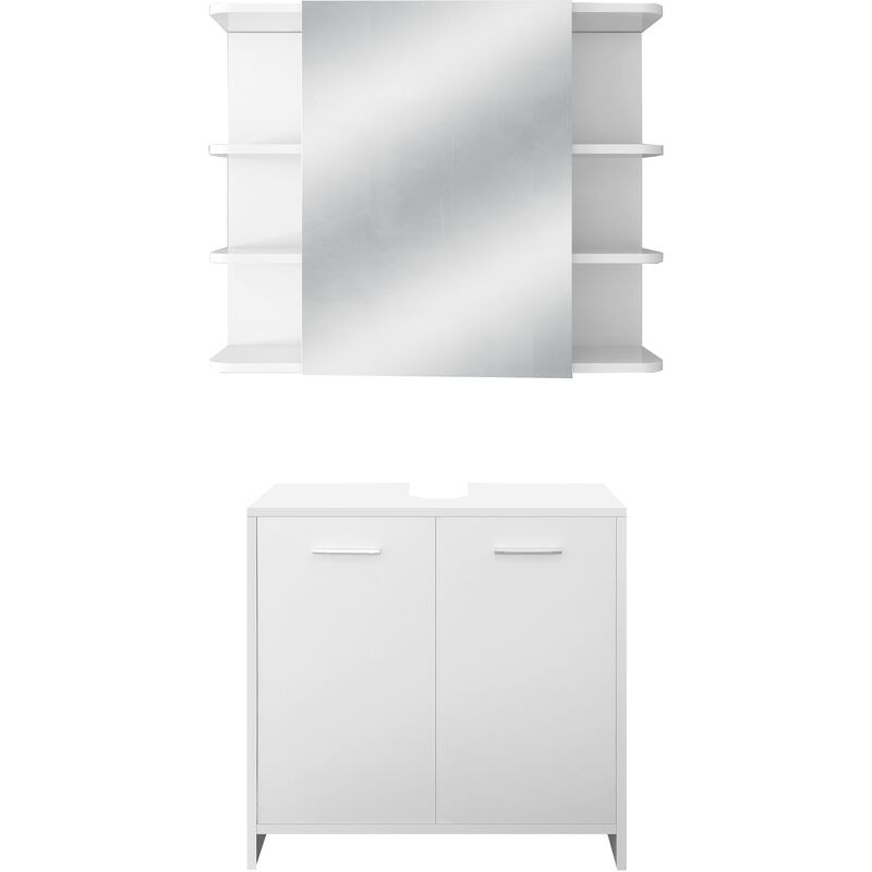 Ml-design - Ensemble de Meubles de Salle de Bain 2 Pièces, Set avec Armoire sous Vasque et Armoire avec Miroir Suspendue, Style Campagnard, Moderne,