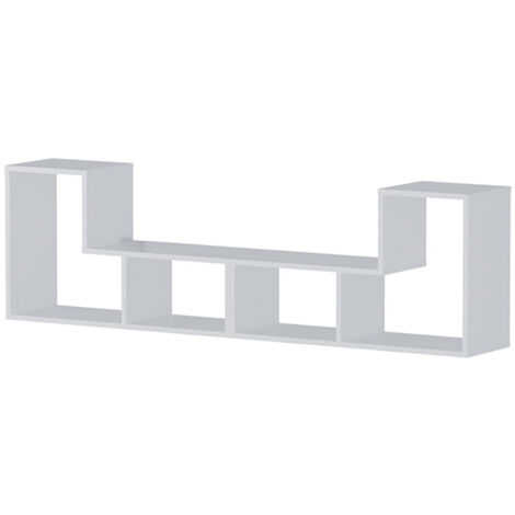 Ensemble de 2 meubles étagères modulables multifonction couleur Blanc- Longueur 183 x Hauteur 54 x Profondeur 30 cm