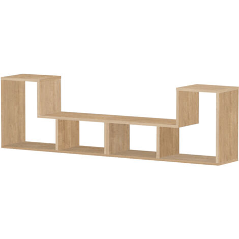 Ensemble de 2 meubles étagères modulables multifonction couleur chêne- Longueur 183 x Hauteur 54 x Profondeur 30 cm