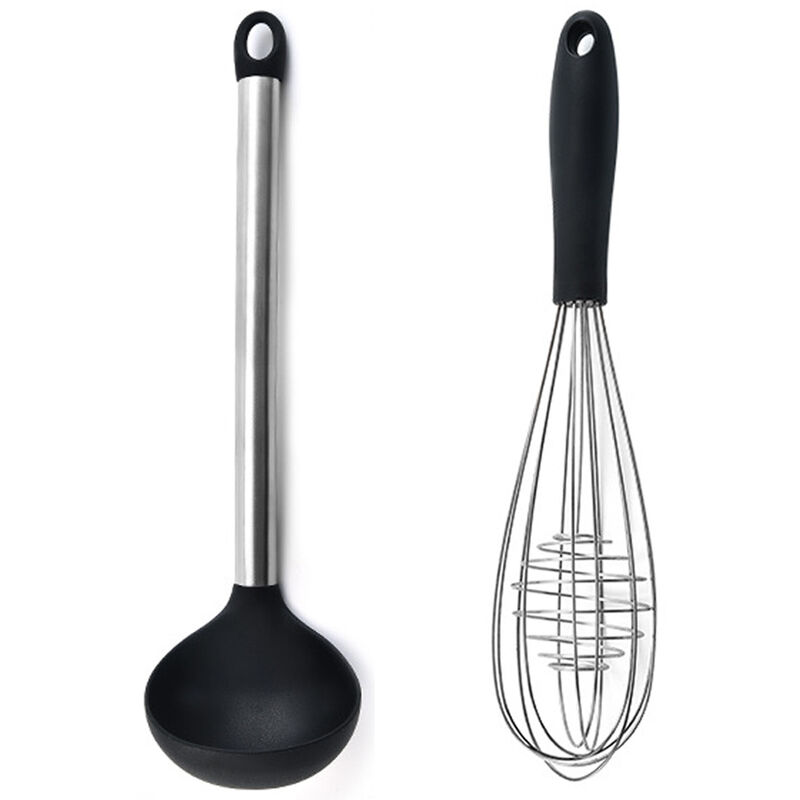 Ensemble de 2 mini ustensiles de cuisine - Outils de cuisine en acier inoxydable et silicone