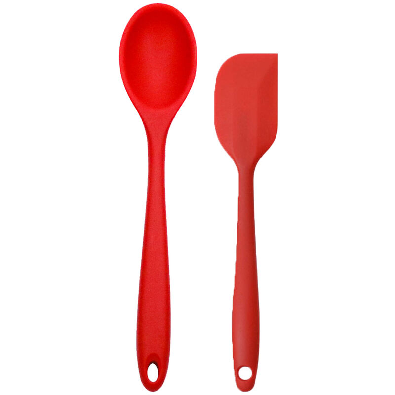 Ensemble de 2 mini ustensiles de cuisine - Outils de cuisine en silicone avec cuillères