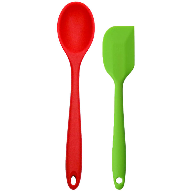 Ensemble de 2 mini ustensiles de cuisine - Outils de cuisine en silicone avec cuillères