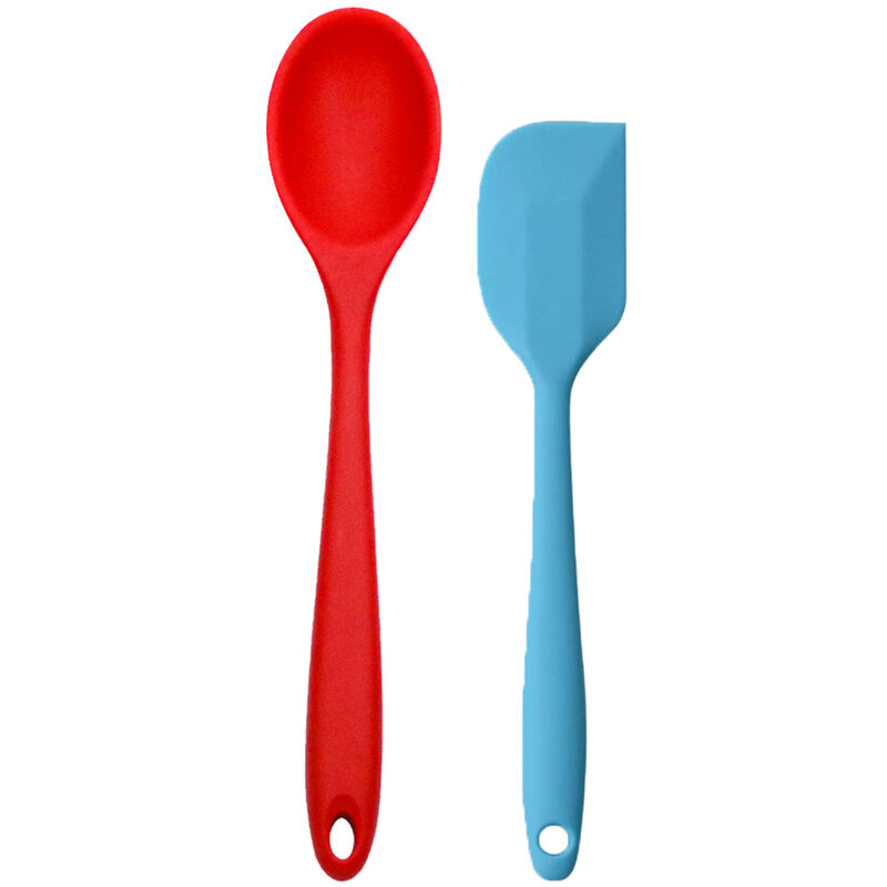 Ensemble de 2 mini ustensiles de cuisine - Outils de cuisine en silicone avec cuillères
