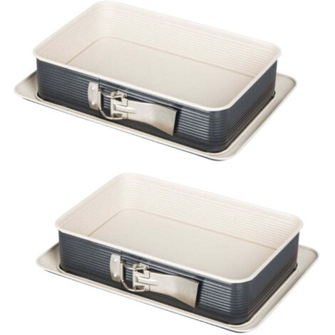 Ensemble de 2 Moules à charnière rectangulaire 28 x 18 cm crème noir Zenker Smart Pastry