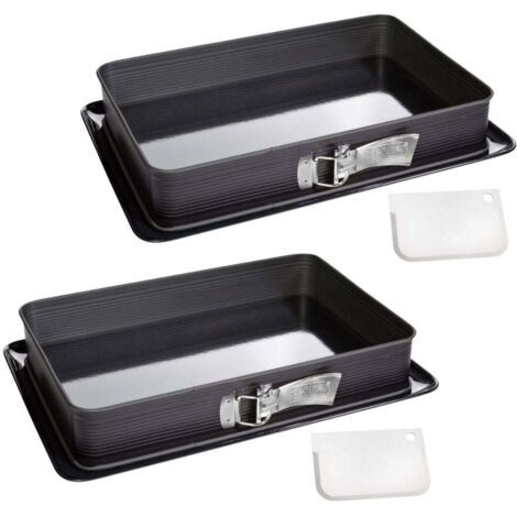 Ensemble de 2 Moules à charnière rectangulaire en acier émaillé et sa spatule 42 x 29 cm Zenker Deluxe