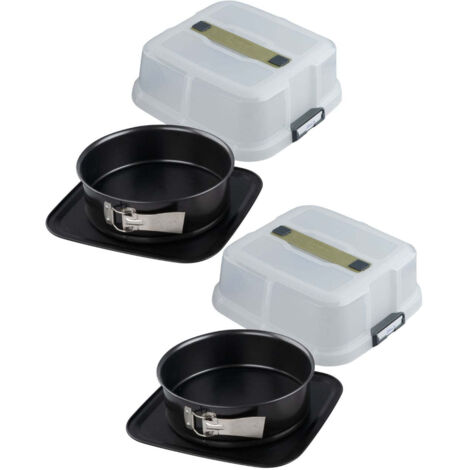 Ensemble de 2 Moules à charnière rond 23 cm avec couvercle de transport Zenker Bake Click and Go