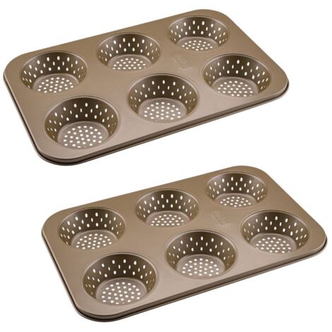 Ensemble de 2 Moules à petits pains individuels ronds 6 empreintes 33 x 22 cm Zenker Mojave Gold