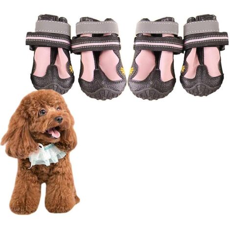 Ensemble de 2 paires de bottes antidérapantes et imperméables pour chien - Chaussures roses pour animaux de compagnie pour pattes blessées