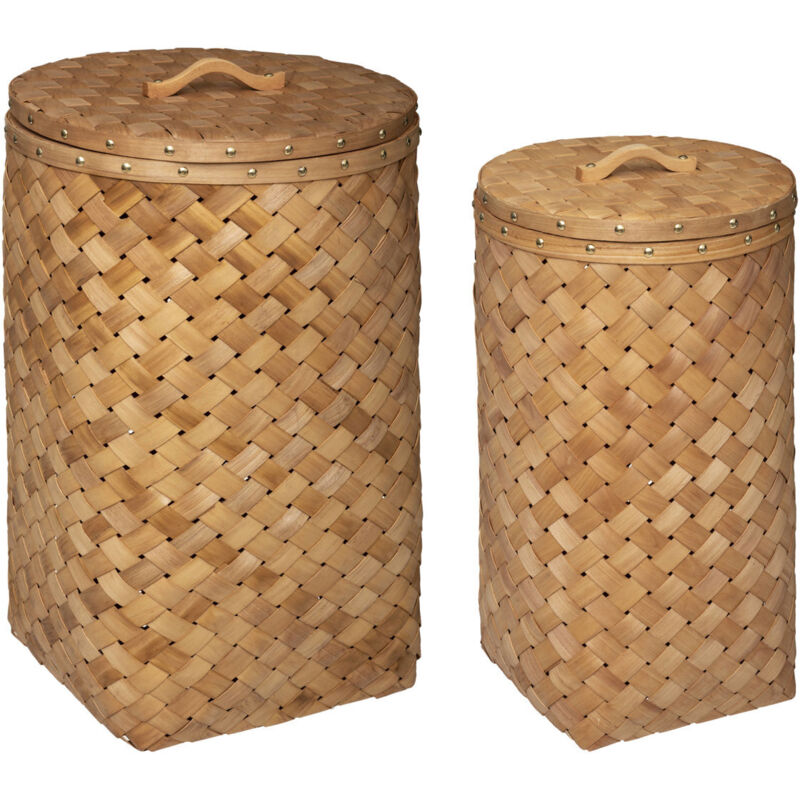 Set de 2 paniers à linge Melvin en bois D31 39cm Atmosphera créateur d'intérieur