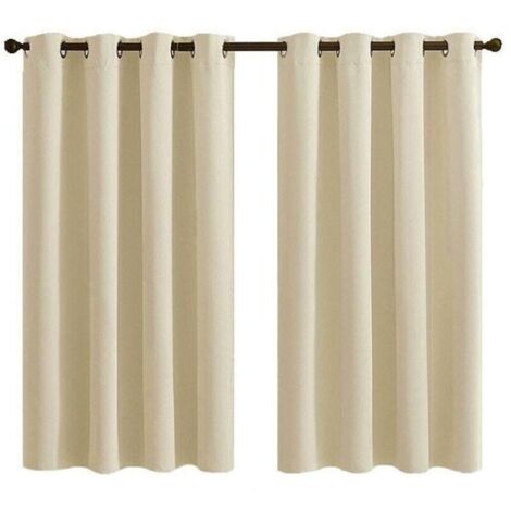 Ensemble de 2 Panneaux de Rideaux Courts à Oeillets - Occultant Isolant Thermique Couleur Taupe - pour Chambre ou Salle de Bain 28x36 Pouces (K30)