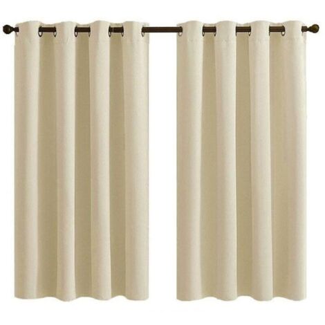 Ensemble de 2 Panneaux de Rideaux Courts à Oeillets - Occultant Isolant Thermique Couleur Taupe - pour Chambre ou Salle de Bain 28x36 Pouces (K30)