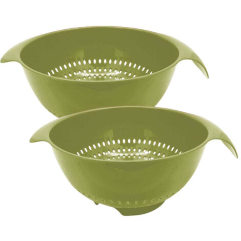 Ensemble de 2 Passoires en plastique vert 23 cm de diamètre Fackelmann Zéro
