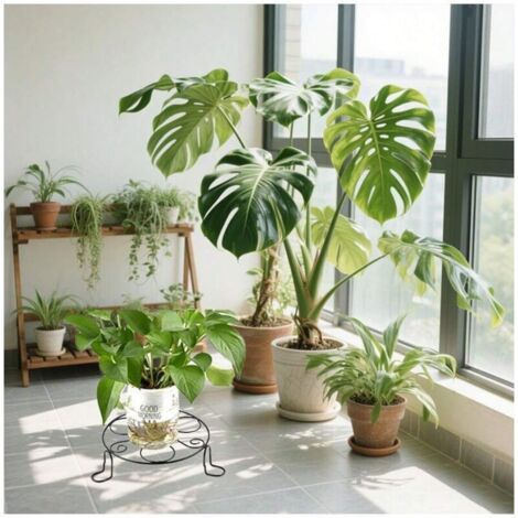 [Ensemble de 2 pièces] Support de pot de fleurs rond 200 x 75 mm, base antidérapante épaissie, plateau de plantes en pot de style nordique, balcon de salon, support de pot de fleurs vert, moderne et s