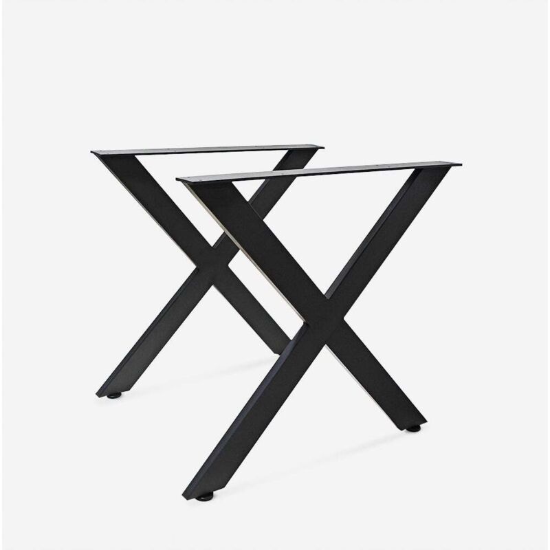 2 pieds de table au design croisé en métal noir 75x71cm Nible 2 pieds de table au design croisé en métal noir 75x71cm Nible