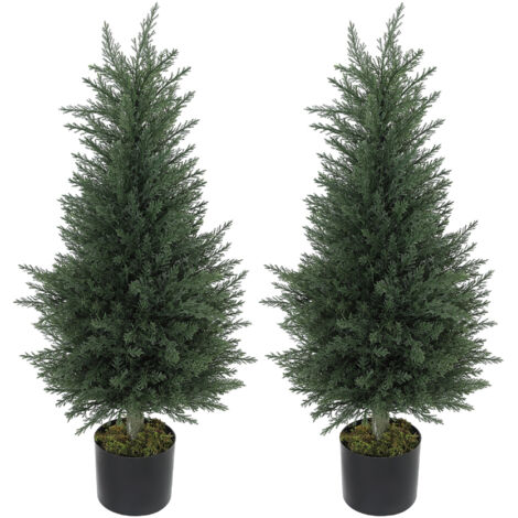 Ensemble de 2 plantes de faux cyprès anti-UV, Ø40x90 cm, vert