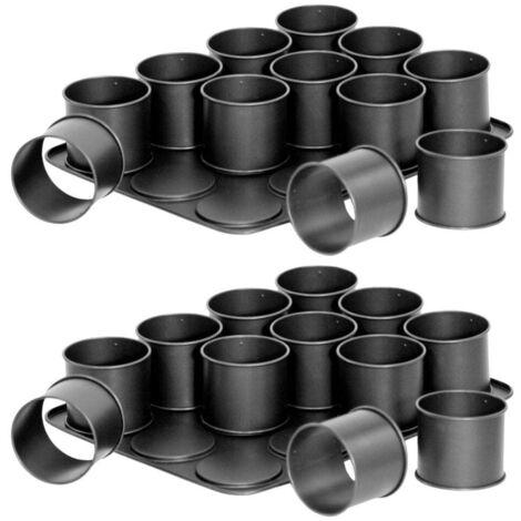 Ensemble de 2 Plaques pâtisserie 12 mini Moules ronds amovibles 38 x 30 cm Zenker Black Metallic