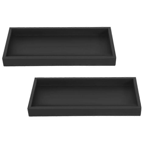 Ensemble de 2 plateaux de salle de bain, plateau de rangement en silicone noir (rectangulaire), comme illustré