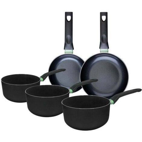 Ensemble de 2 poêles de 16 et 20 cm et 3 casseroles 16, 18 et 20 cm Fackelmann Brandao