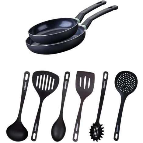 Ensemble de 2 poêles de 20 et 24 cm et 6 ustensiles Fackelmann Brandao