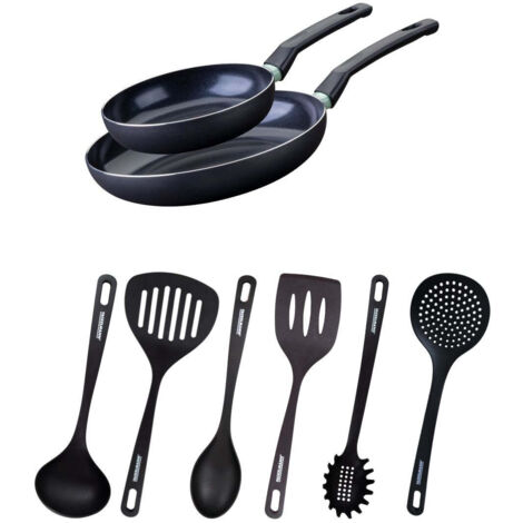 Ensemble de 2 poêles de 20 et 28 cm et 6 ustensiles Fackelmann Brandao