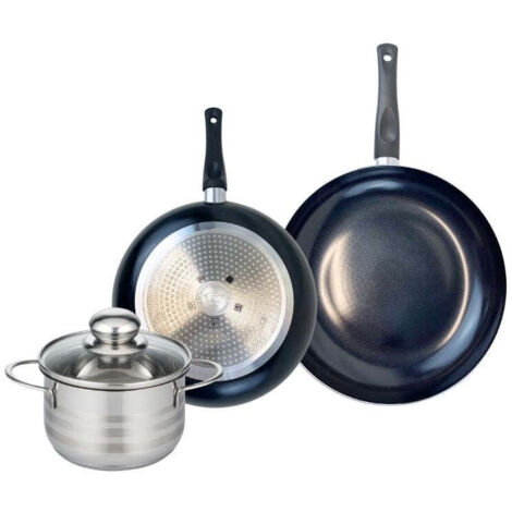 Ensemble de 2 Poêles de cuisson 20 et 24 cm et 1 faitout 14 cm Elo Prima Brillant