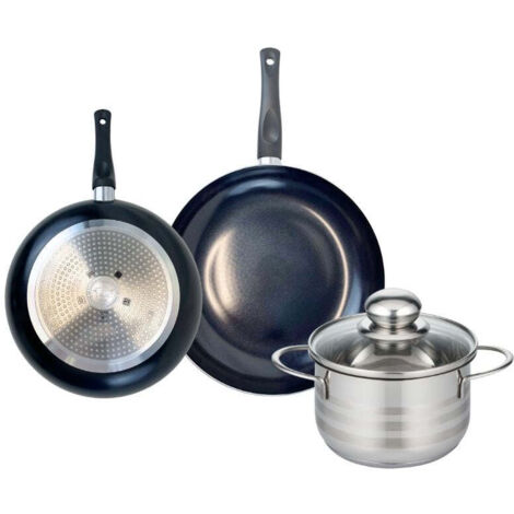 Ensemble de 2 Poêles de cuisson 20 et 24 cm et 1 faitout 16 cm Elo Prima Brillant