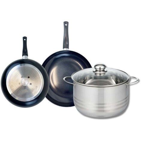 Ensemble de 2 Poêles de cuisson 20 et 24 cm et 1 faitout 24 cm Elo Prima Brillant