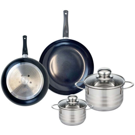 Ensemble de 2 Poêles de cuisson 20 et 24 cm et 2 faitouts 12 et 20 cm Elo Prima Brillant