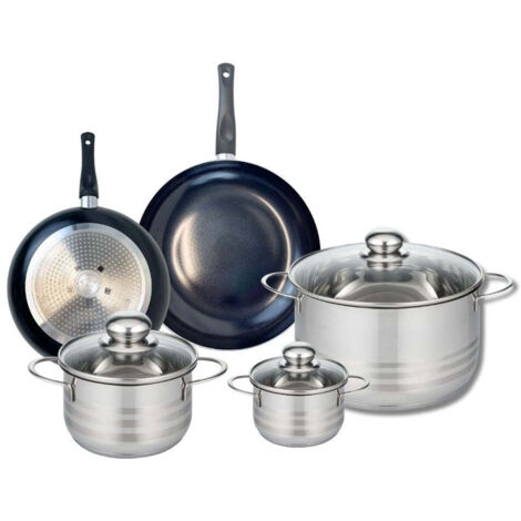 Ensemble de 2 Poêles de cuisson 20 et 24 cm et 3 faitouts 12, 16 et 24 cm Elo Prima Brillant