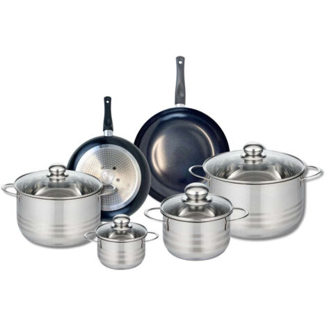 Ensemble de 2 Poêles de cuisson 20 et 24 cm et 4 faitouts 12, 16, 20 et 24 cm Elo Prima Brillant