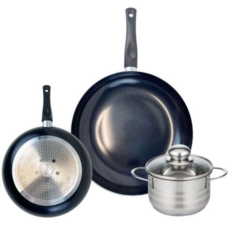 Ensemble de 2 Poêles de cuisson 20 et 28 cm et 1 faitout 14 cm Elo Prima Brillant