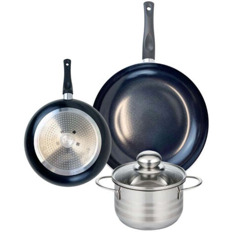 Ensemble de 2 Poêles de cuisson 20 et 28 cm et 1 faitout 16 cm Elo Prima Brillant