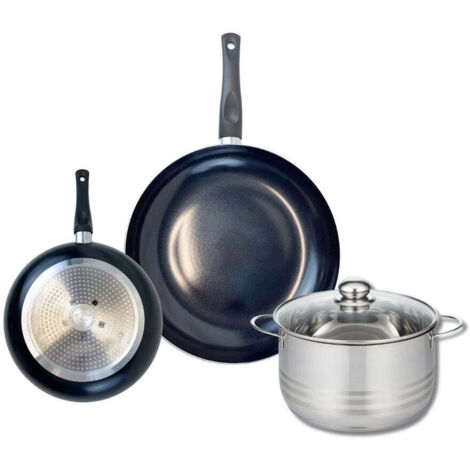 Ensemble de 2 Poêles de cuisson 20 et 28 cm et 1 faitout 20 cm Elo Prima Brillant