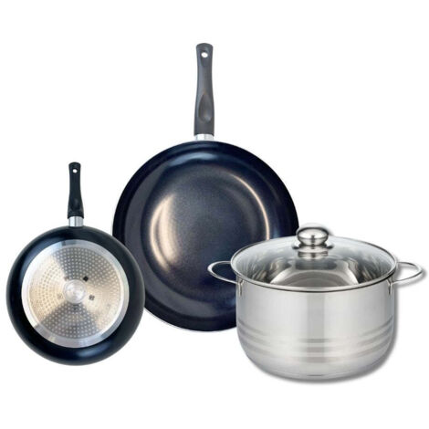 Ensemble de 2 Poêles de cuisson 20 et 28 cm et 1 faitout 24 cm Elo Prima Brillant