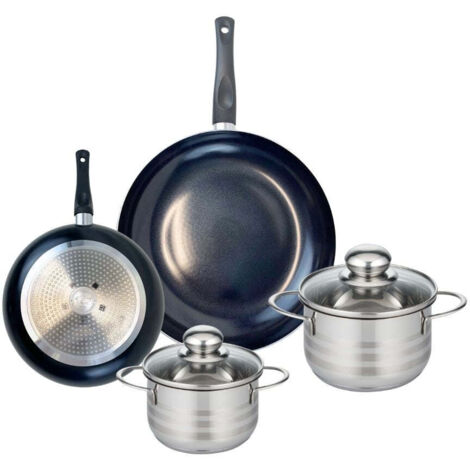Ensemble de 2 Poêles de cuisson 20 et 28 cm et 2 faitouts 14 et 16 cm Elo Prima Brillant