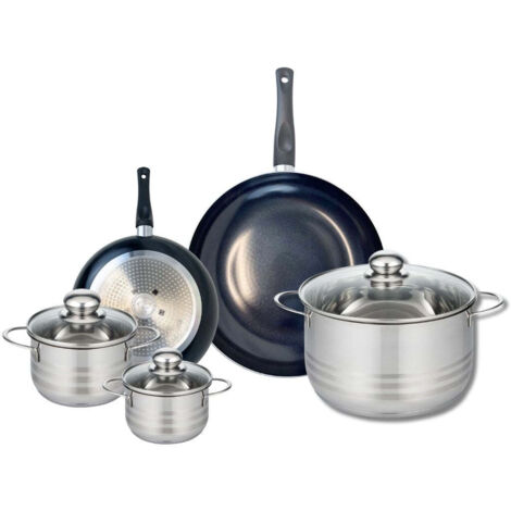 Ensemble de 2 Poêles de cuisson 20 et 28 cm et 3 faitouts 12, 14 et 24 cm Elo Prima Brillant