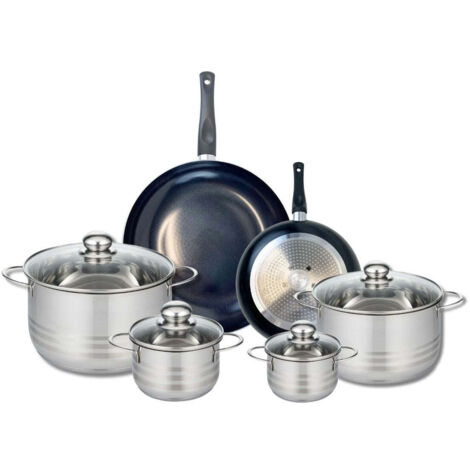Ensemble de 2 Poêles de cuisson 20 et 28 cm et 4 faitouts 12, 14, 20 et 24 cm Elo Prima Brillant