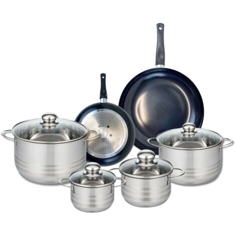 Ensemble de 2 Poêles de cuisson 20 et 28 cm et 4 faitouts 14, 16, 20 et 24 cm Elo Prima Brillant