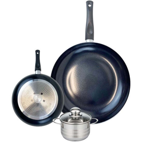 Ensemble de 2 Poêles de cuisson 20 et 32 cm et 1 faitout 12 cm Elo Prima Brillant